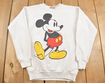 Vintage 1990s Mickey Mouse Disney Crewneck / Vintage Sweatshirt / Vintage Disney / Mickey / Distressed / Made In USA / Disney Designs Crew