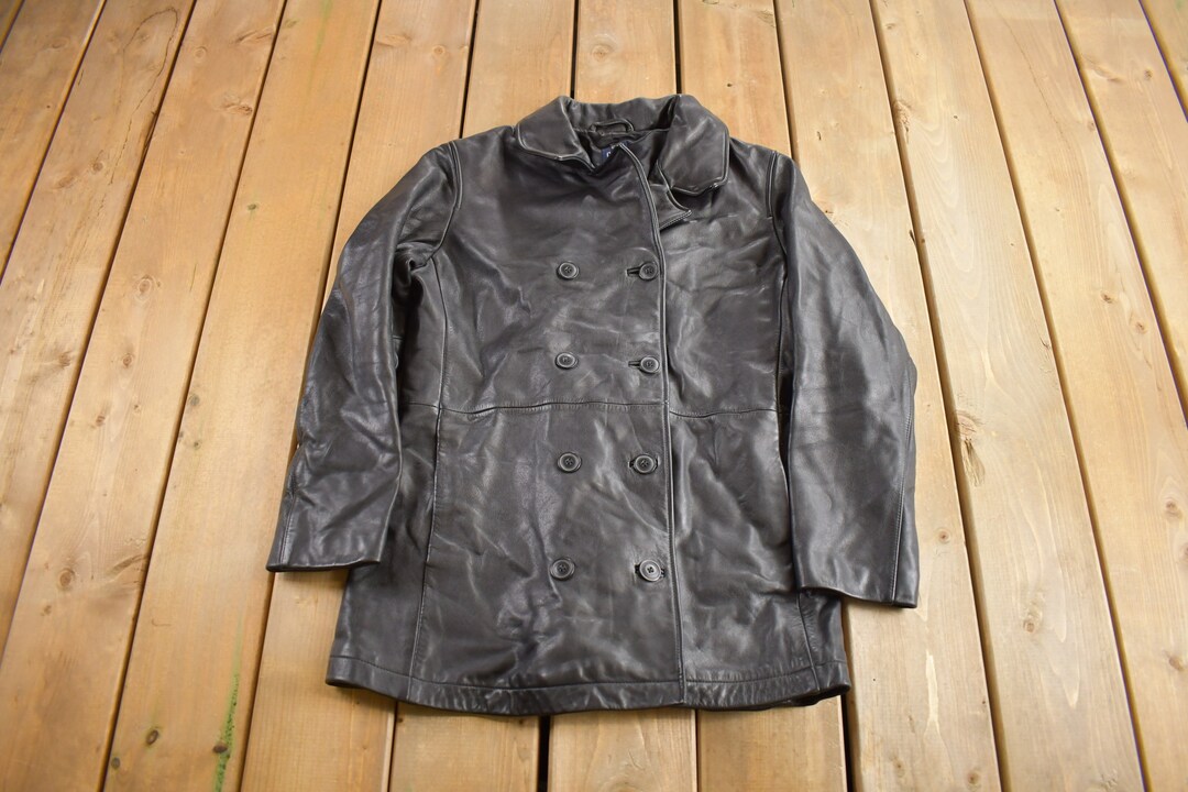 Vintage 1990s GAP Black Leather Jacket / Vintage GAP