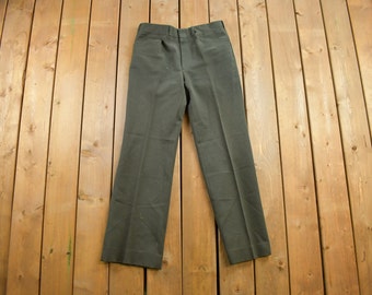 Vintage Green Wool Trousers Size 34x29 / 1980s Wool Pants / Streetwear / True Vintage / Vintage Workwear / Wool Pants