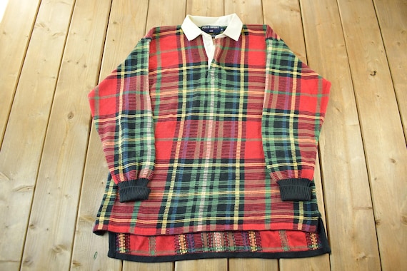Vintage 1990s Polo Sport Ralph Lauren Rugby Shirt / Plaid Button