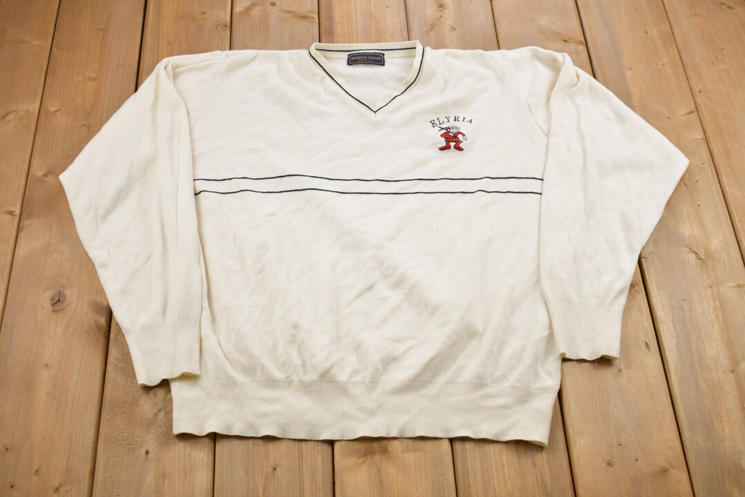 Vintage 1990s Andrew Rohan Elyria Embroidered Made in USA Knitted ...