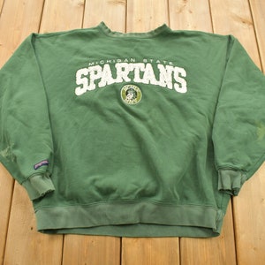 Vintage 1990s Michigan State University Spartans Collegiate Crewneck / Embroidered / NCAA Sweatshirt / Sportswear / Heavy Weight