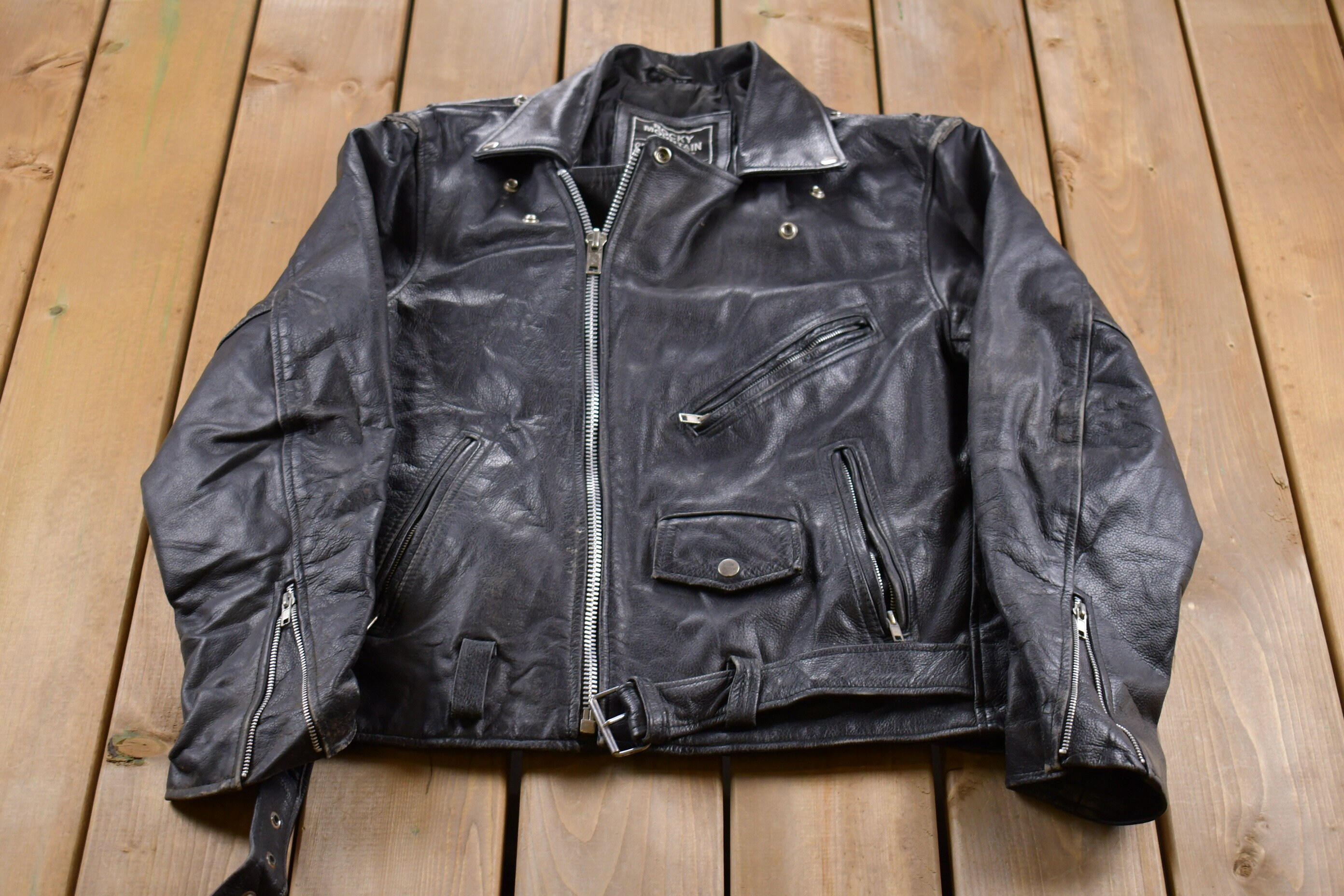 Vintage 1990s Eurox Leather Cafe Racer Biker Jacket / Fall