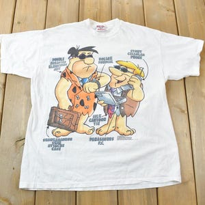 Vintage 1994 The Flintstones Cartoon Promo Graphic T-Shirt / 90s Graphic Tee / TV Promo T Shirt / Single Stitch / Made In Canada