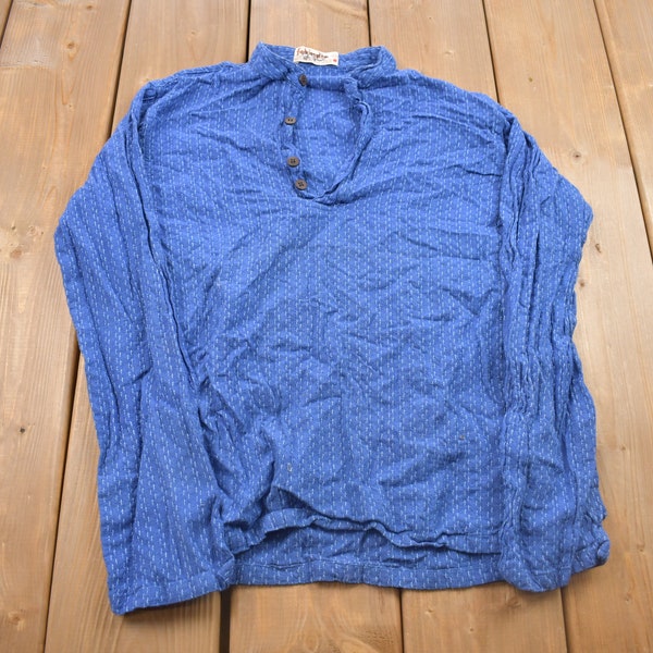 Vintage 1980s Henley Long Sleeve Shirt / Vintage T Shirt / Streetwear / Graphic Tee / Single Stitch / Rare Vintage