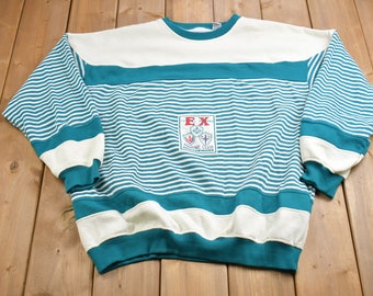 Vintage 1990s Marine Club Striped Crewneck Sweatshirt / 90s Crewneck / Souvenir / Athleisure / Streetwear / Vintage Expressions