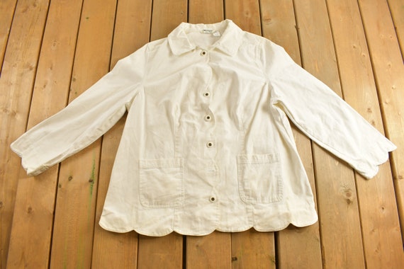 Vintage 1990s Roaman's Cotton Button Up Jacket / … - image 1