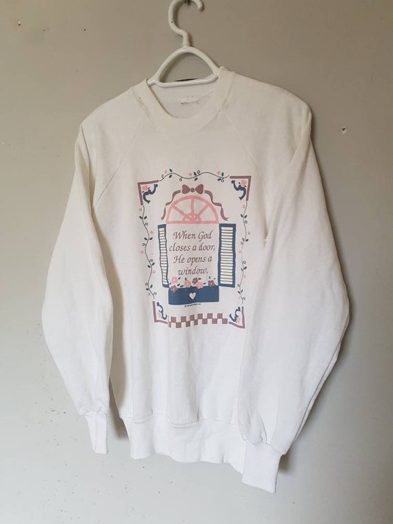 Vintage Church Window Sweater / Religious Print /