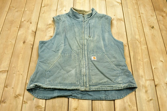 Vintage 1990s Carhartt for Woman Fleece Lined Work Vest / Workwear / Streetwear / Sun Faded Carhartt / Distressed Carhartt / Work Vest