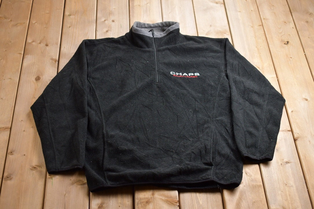 Vintage 1990s Chaps Ralph Lauren Fleece Sweater Outdoorsman 90s Sweater Streetwear Hiking Fleece Quarter Zip Up Chaps Sweater