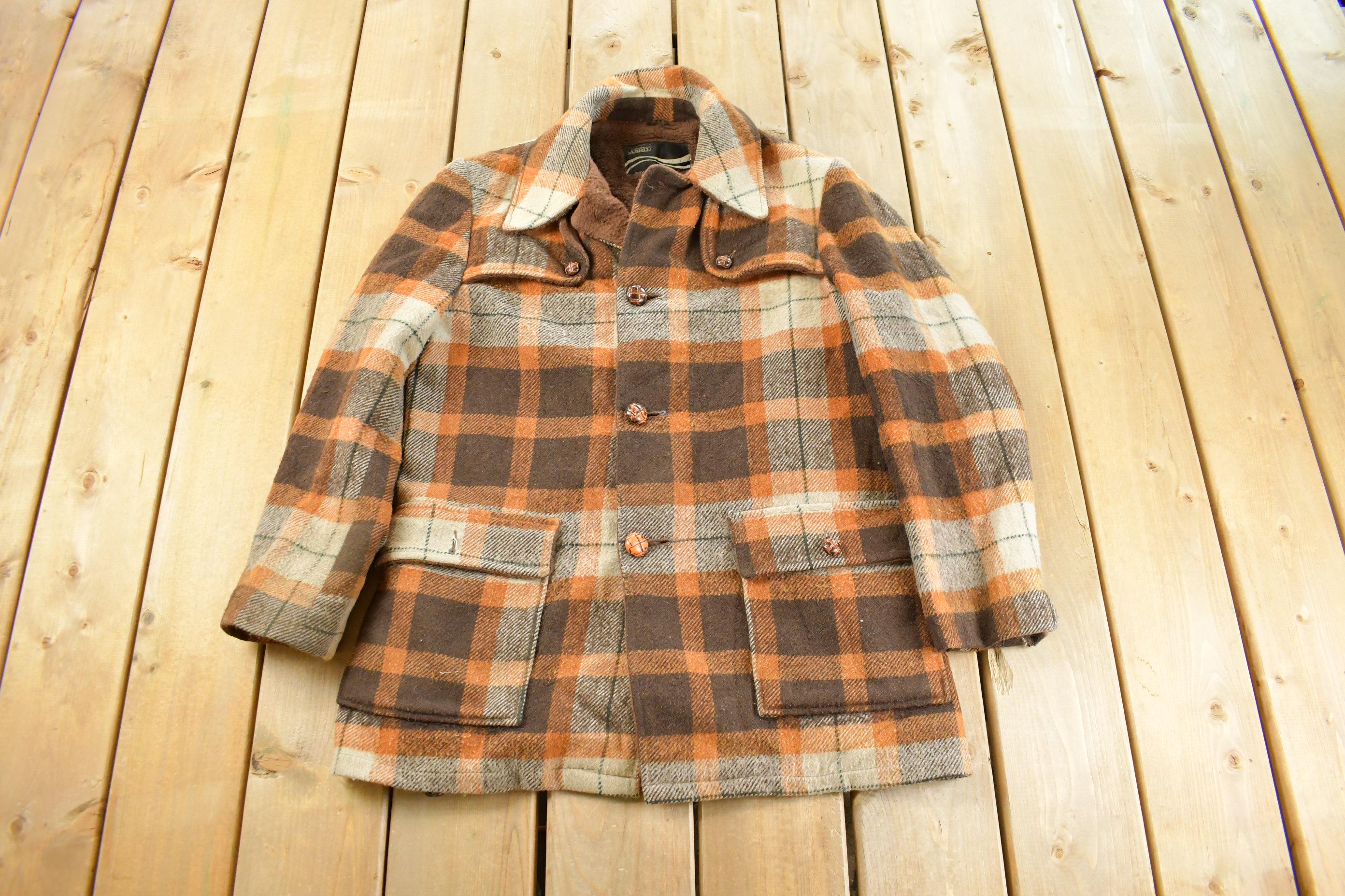 Vintage 1980s Montgomery Ward Sherpa Lined Wool Flannel Shirt 