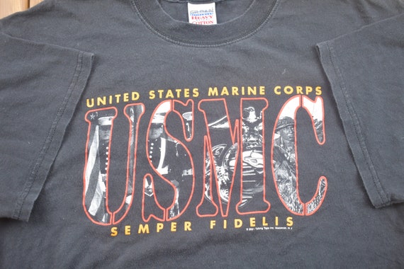 1990s Vintage USMC T-Shirt/ USMC / US Army Green … - image 3