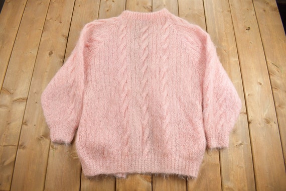 80s Hand Knit Dusty Pink Wool Cardigan