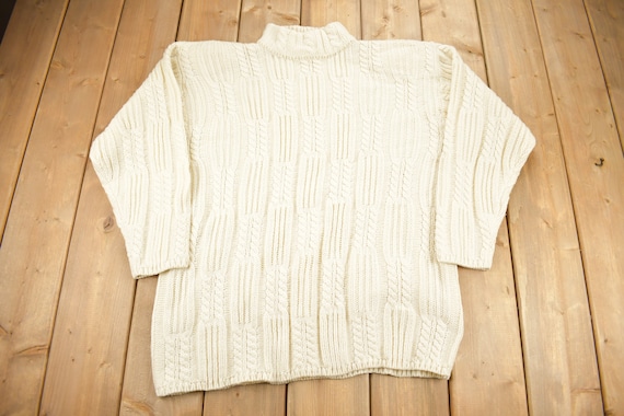 Vintage 1990s Karen Scott II Cable Knit Mockneck … - image 1