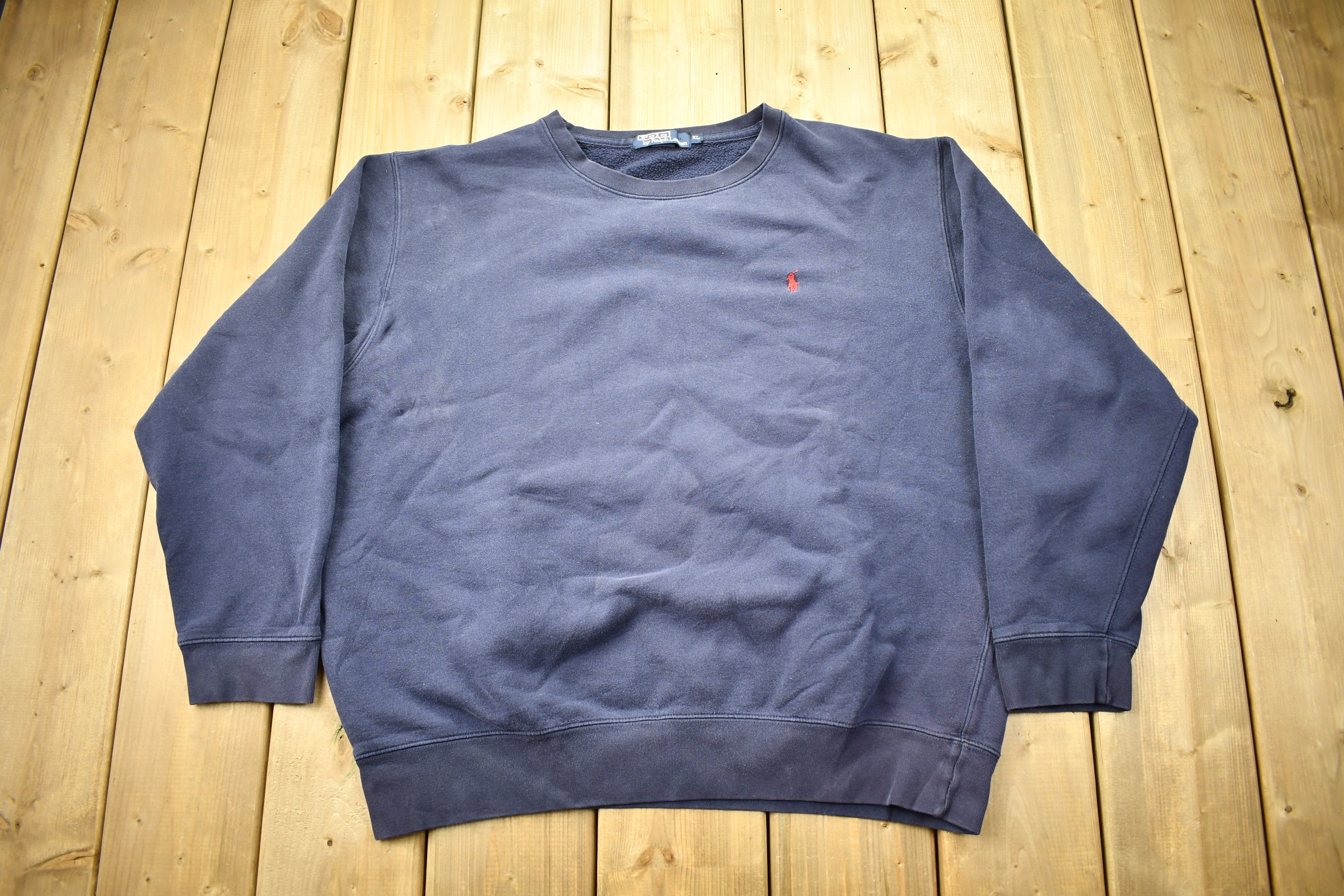 Vintage 1990s Polo Ralph Lauren Navy Blue Crewneck Sweatshirt 