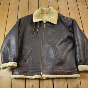 Vintage 1980s Authentic B3 Style Shearling Jacket Made In USA