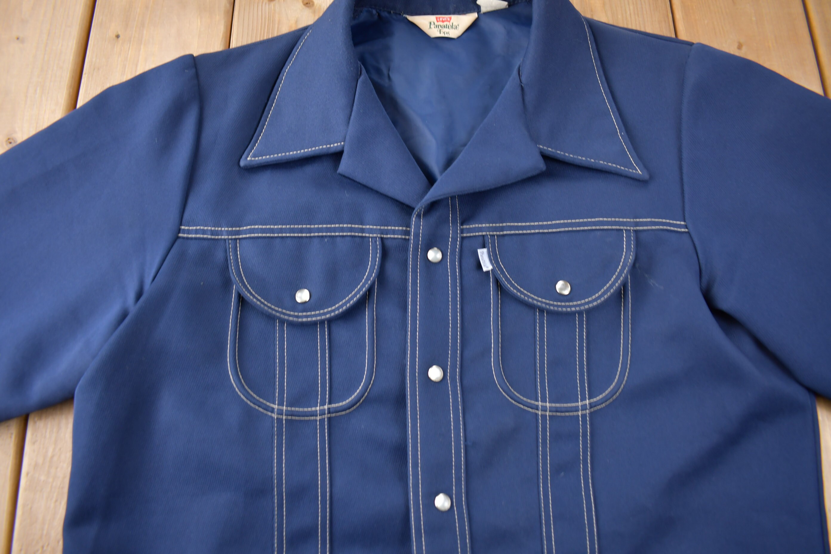 トップス Levi's Panatela (1970svest made in usa) Vtg 70s Levi's M White Tab Panatela Sportswear Shirt Raw