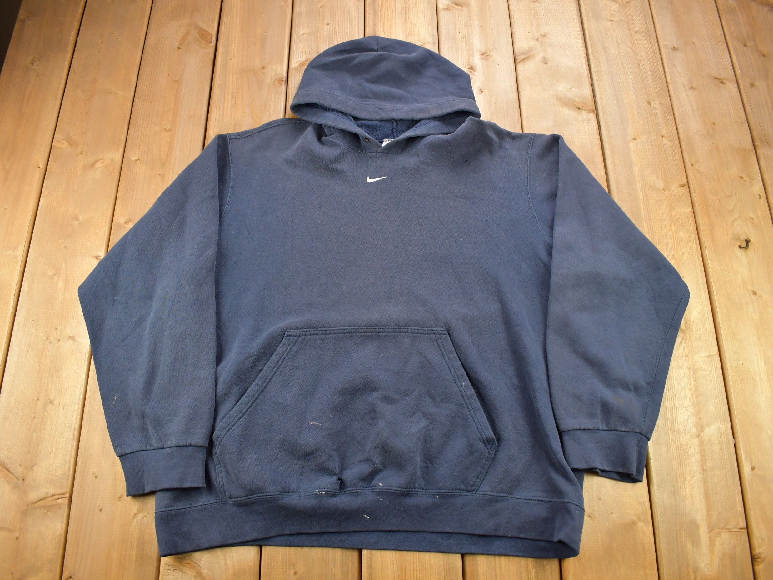 Vintage Y2K Nike Center Swoosh Distressed Hoodie / 90s Hoodie