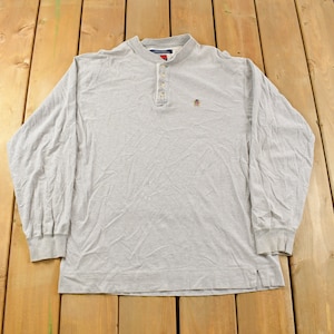Vintage 1990s Tommy Hilfiger Embroidered Henley T-Shirt / 90s / Vintage Streetwear / Graphic T Shirt / Vintage Hilfiger