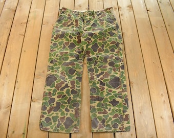 Vintage 1960s Saftbak Duck Camo Hunting Pants Men's 37 x 30 / Outdoors Nature Camo / Hunting Gear / 60s Pants / Duck Camo