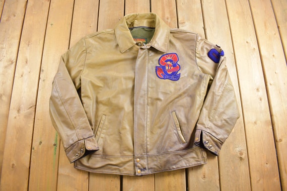 Vintage 1970s Queens Science Leather Jacket / Mic… - image 3