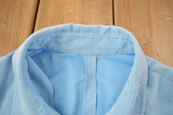 Vintage 1990s Blank Blue Button Up Shirt / 1990s … - image 3