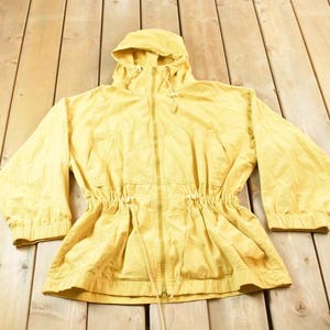 Vintage 1980s American Eagle Blank Yellow Windbreaker Jacket / Streetwear / Light Jacket / Vintage Windbreaker / Size Large / Womens Jacket