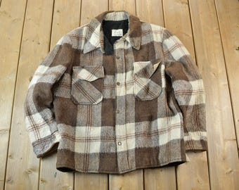 Vintage 1970s C & L Sportswear Light Brown Plaid Jacket