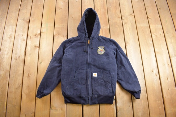 Vintage 1990s Carhartt FFA Hooded Jacket Workwear Made in USA 90s Distressed Carhartt Wisconsin Future Farmers of America Etsy Canada