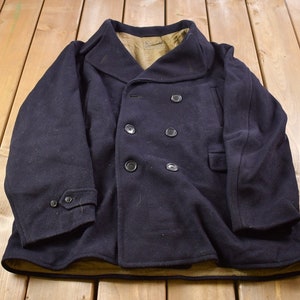 Vintage 1940s Sport pal Royal Menswear Button Up Pea Coat  / 1940s Overcoat / True Vintage / Winter Outerwear / Made In USA