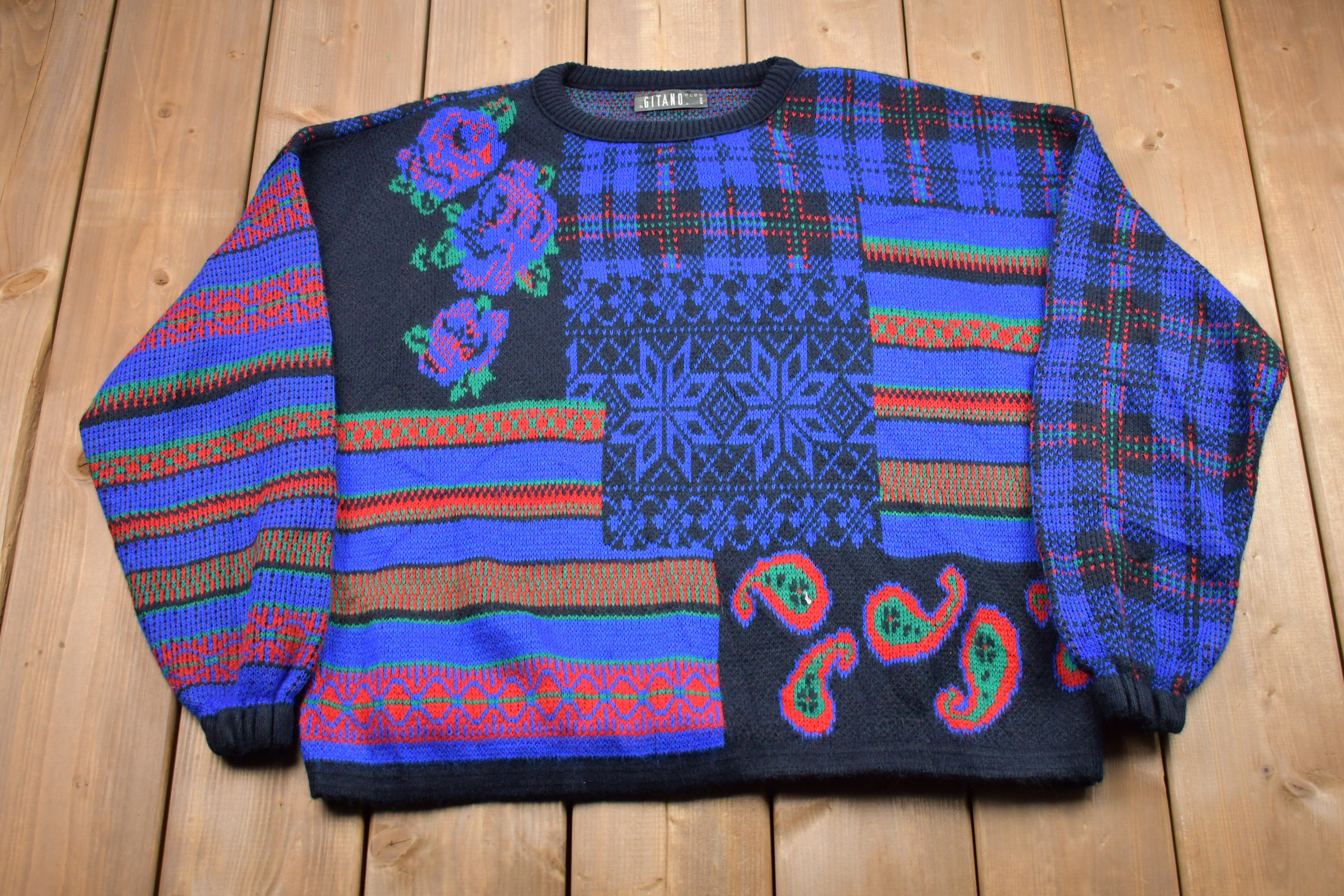 Vintage 1990s Gitano Knitted Sweater / Vintage 90s Crewneck 