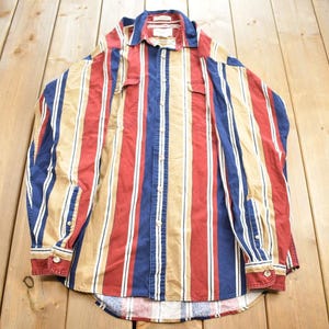 Vintage 1990s Eddie Bauer Striped Casual Button Up Shirt