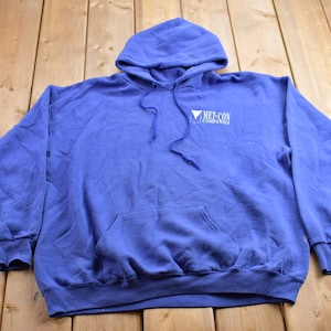 Vintage 1990s Lee Met Con Companies Graphic Heavyweight Hoodie / 90s Hoodie / Vintage Sweater / Met Con Hoodie / Blue Hoodie / Pullover