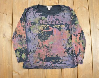 Chemise à manches longues grunge avec strass de l'an 2000 / Abstrait
