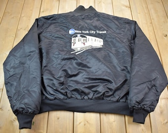 ビンテージサテンジャンパー(1978年製) 背中刺繍入り(最終値下げ)❗️ Vintage 1990s MTA New York City Transit Embroidered Snap