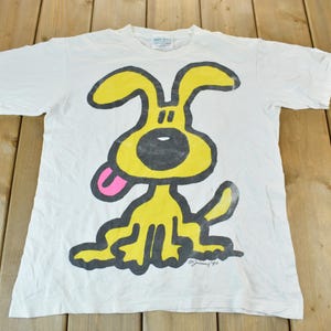 Vintage 1990 Cute Dog Graphic T-Shirt / Made In USA / Cartoon Puppy Dog t Shirt / Dog Tee