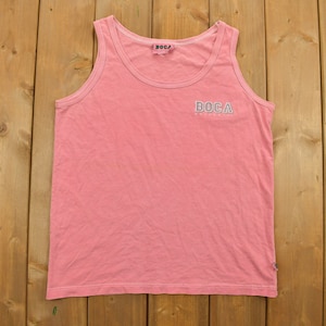 Vintage 1990s BOCA Authentic Printed Tank Top /  Pink Singlet / Made In Canada / Vacation Tee / Athletic / Dyed