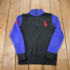 Vintage 1990s Ralph Lauren Womens Knit Zip Up Sweater / Warm Sweater / Blank Knit / Embroidered / Polo / Ralph Lauren / Color Block