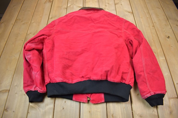 Vintage 1980s Carhartt Red Santa Fe Work Jacket / Workwear / Quilt