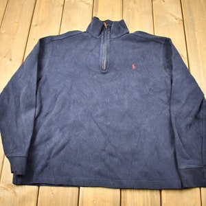 Vintage 1990s Polo Ralph Lauren Quarter Zip Sweatshirt / 90s Crewneck / Polo Small Pony / Embroidered / Streetwear / Vintage Polo