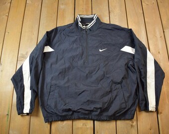 ☆NIKE BIG SWOOSH NYRON JAKET ネイビー M Nike Big Swoosh Logo Windbreaker Jacket Size Large Made in