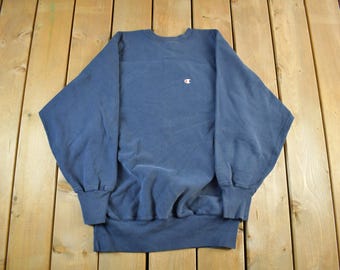 Vintage 90s Champion Reverse Weave Stitched C Spell Out Navy Blue
