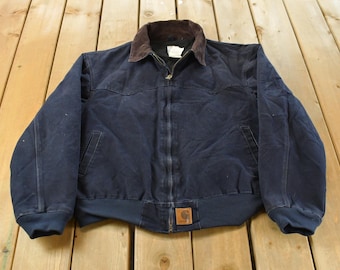 Vintage 1990s Carhartt Santa Fe Canvas Jacket Men's 2XL / Distressed Sun Faded / Workwear / 90s Work Jacket / Made in USA
