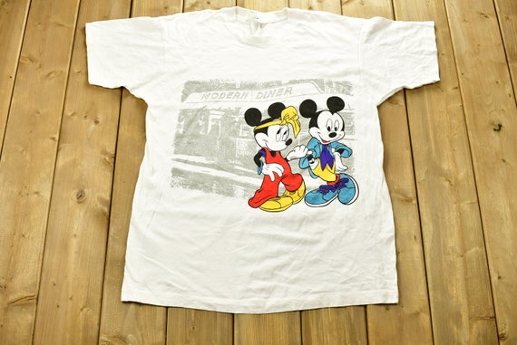 1990年代のヴィンテージミッキー＆ミニーマウスの漫画Tシャツ