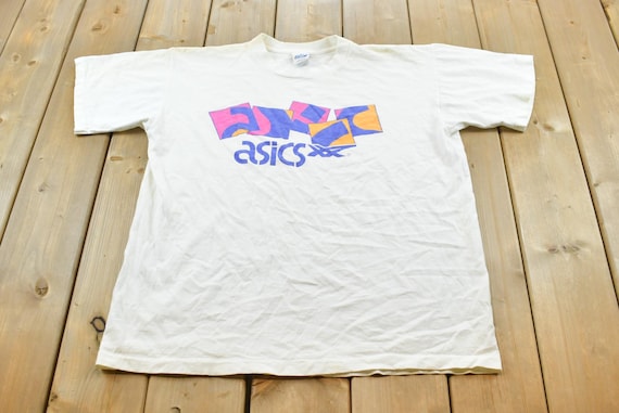 Asics, Vintage 1990s ASICS Promotional Souvenir T-Shirt Men's L / Made In USA / Single Stitch / 90s Sportswear / Sneakers