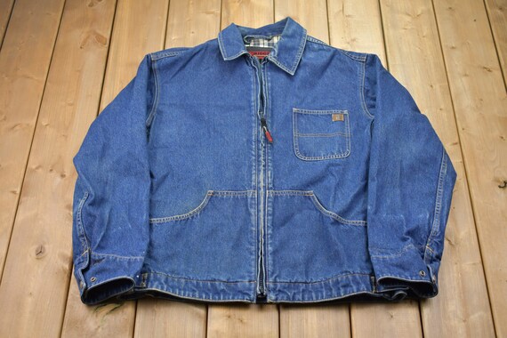 Vintage 1990s Riggs Workwear Denim Jean Jacket / Vintage Zip Up Denim / Streetwear / Vintage Fall Outerwear / Fall Jacket / Blanket Lined