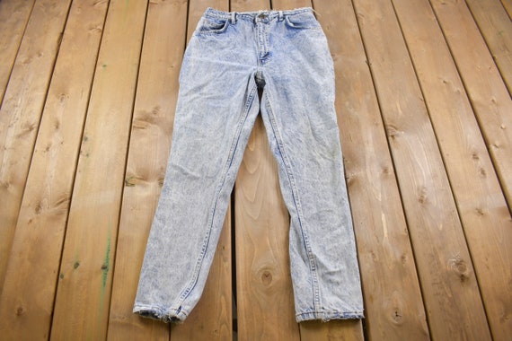 Vintage 1990's Unbranded Acid Wash Blue Jeans 28 … - image 2