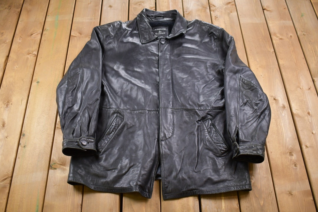 Vintage 1990s Knoles & Carter London Leather Jacket / Fall Outerwear ...