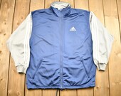 Vintage 1990s Adidas Full Zip Athletic Sweatshirt 90s Adidas Color Block 3 Stripes Athleisure Streetwear Embroidered