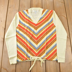 True Vintage 1960s Deadstock Helen Sue Long Sleeve Psychedelic Nylon Blouse Knit Sport Top